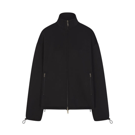 NEOPRENE OUTERWEAR OVERSIZED MOCK NECK JACKET | OBSIDIAN