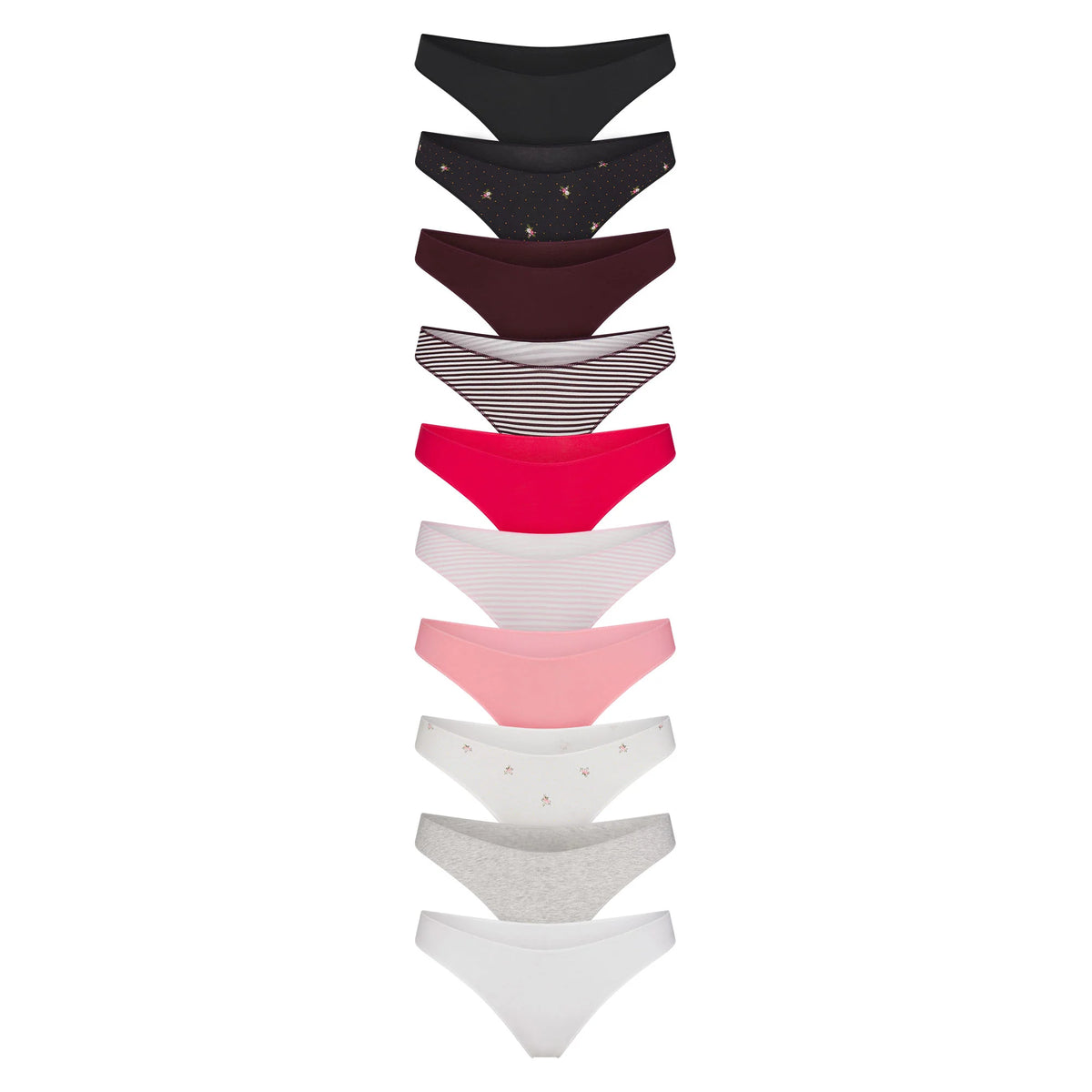 LIGHTWEIGHT COTTON THONG 10-PACK | MICRO DOT FLORAL MULTI