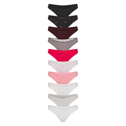 LIGHTWEIGHT COTTON THONG 10-PACK | MICRO DOT FLORAL MULTI