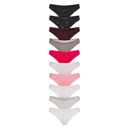 LIGHTWEIGHT COTTON THONG 10-PACK | MICRO DOT FLORAL MULTI