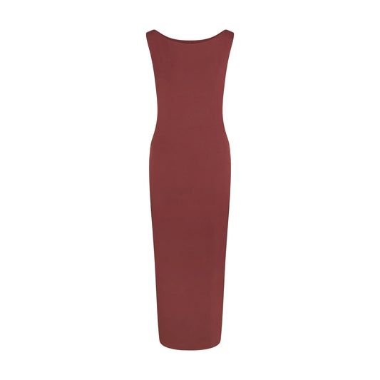 SMOOTH LAYERS CUT OUT LONG DRESS | HENNA