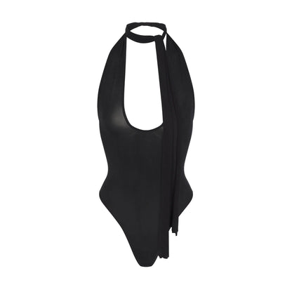 CUPRO JERSEY HALTER BODYSUIT | OBSIDIAN
