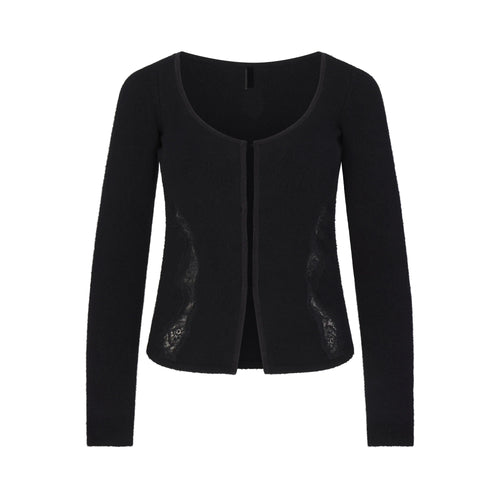 LACE KNIT LONG SLEEVE CARDIGAN | OBSIDIAN