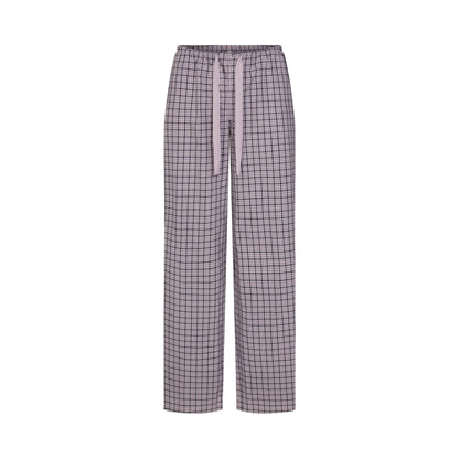 COTTON POPLIN SLEEP OVERSIZED PANT | IRIS MICA NAVY CHECK