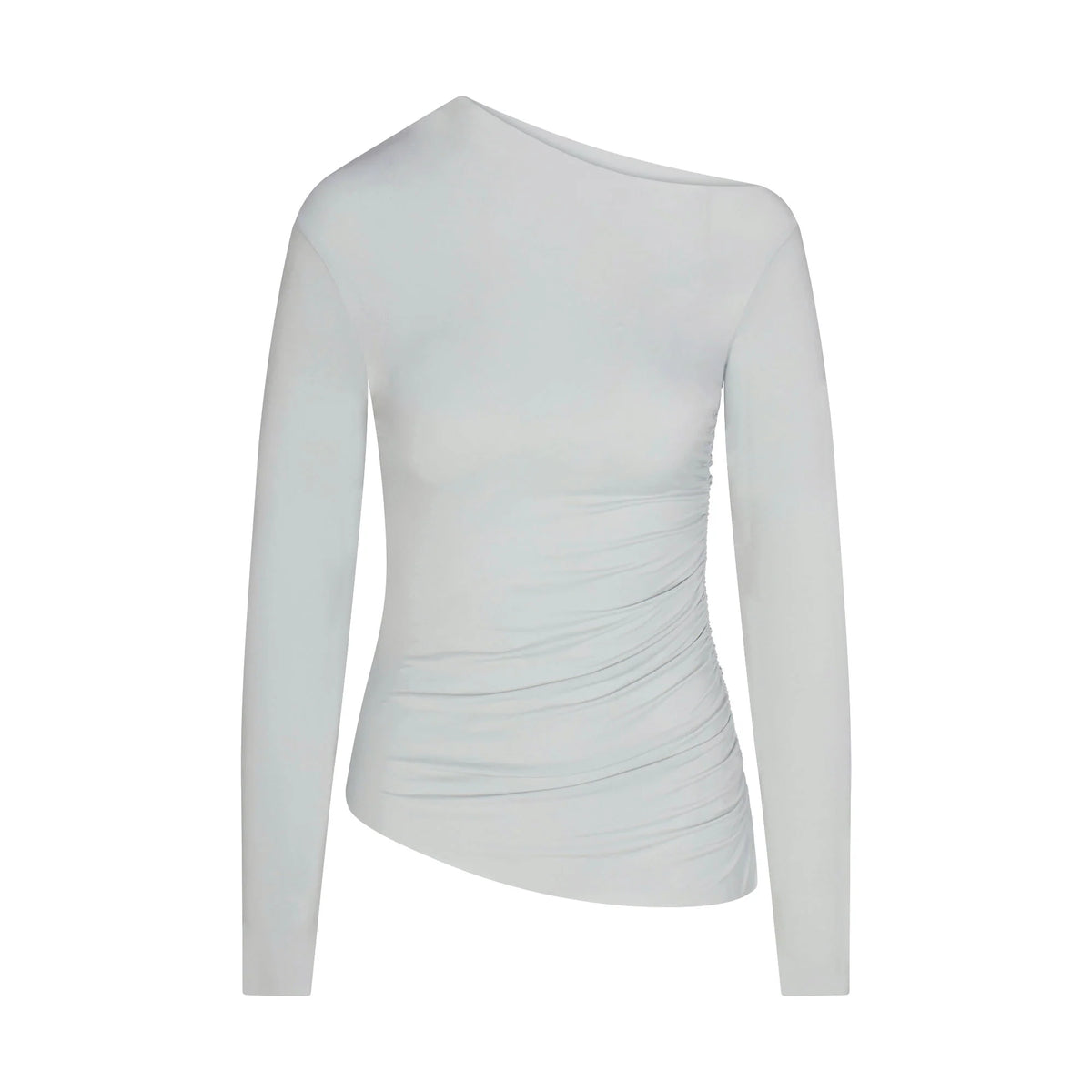 CUPRO JERSEY ASYMMETRICAL TOP | PEARL