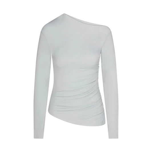 CUPRO JERSEY ASYMMETRICAL TOP | PEARL