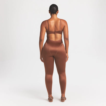 NikeSKIMS SATIN SHINE PANELED 26" ONE PIECE | CAROB BROWN