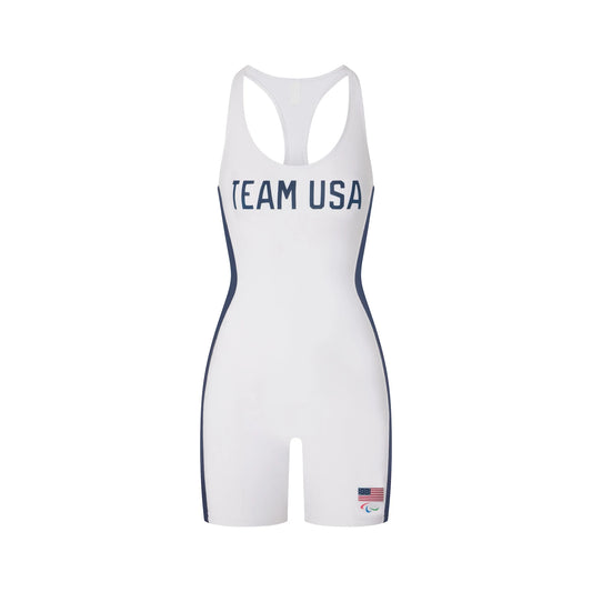 SKIMS FOR TEAM USA SIGNATURE SWIM PARALYMPIC CYCLE SUIT | WHITE