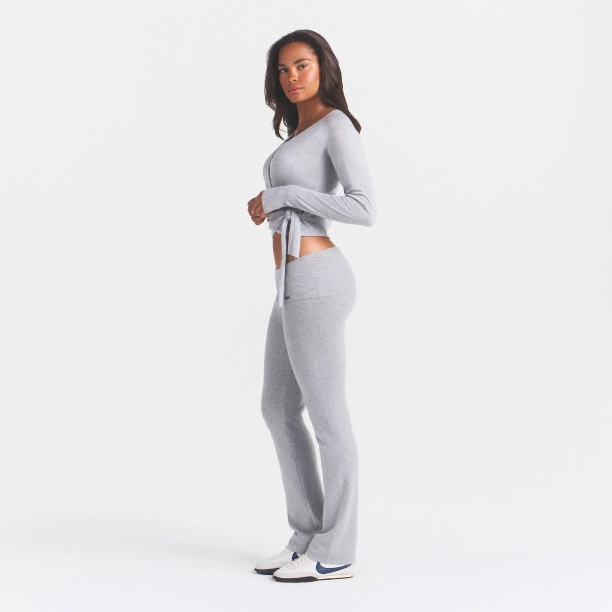 ESSENTIAL KNIT FOLDOVER PANT | MID HEATHER GREY