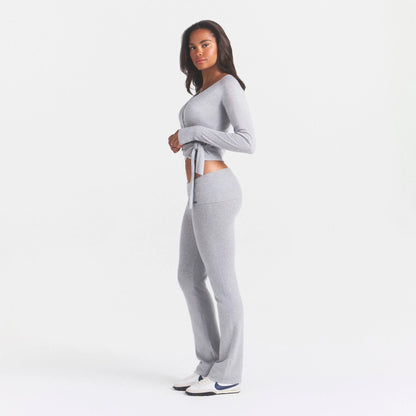 ESSENTIAL KNIT FOLDOVER PANT | MID HEATHER GREY