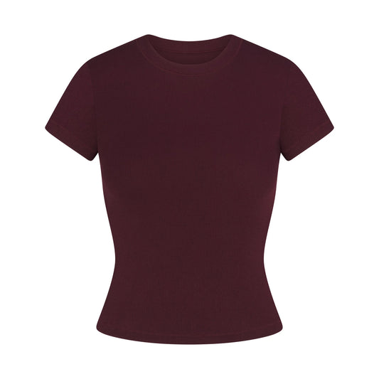 COTTON RIB T-SHIRT | CURRANT
