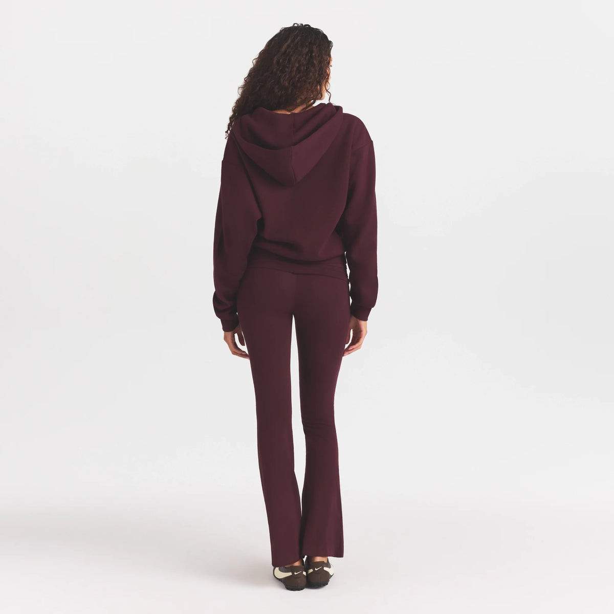 COTTON FLEECE ZIP UP HOODIE WITH EMBOSSED LOGO | CURRANT