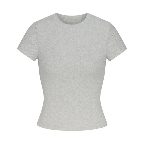 COTTON RIB T-SHIRT | LIGHT HEATHER GREY