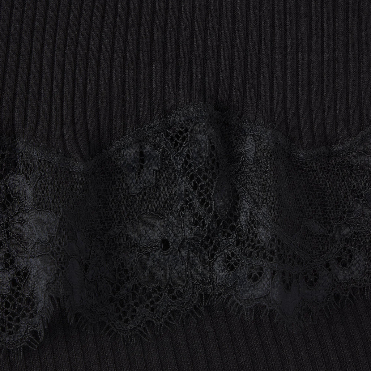 RIB KNIT LACE MIDI SKIRT | OBSIDIAN