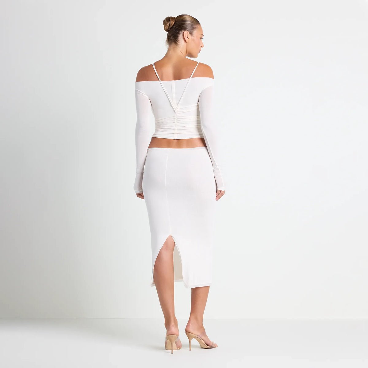 VETTESE X SKIMS SHEER MODAL MIDI SKIRT | ECRU