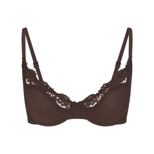 FITS EVERYBODY LACE UNLINED SCOOP BRA | ESPRESSO