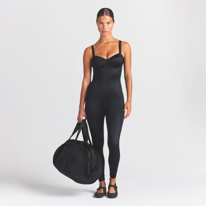 NikeSKIMS SATIN SHINE PANELED 26" ONE PIECE | OBSIDIAN