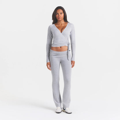 ESSENTIAL KNIT FOLDOVER PANT | MID HEATHER GREY