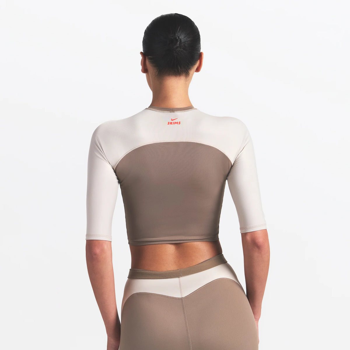 NikeSKIMS SHINE PADDED HALF SLEEVE CROP TOP | TRUFFLE AND STONE