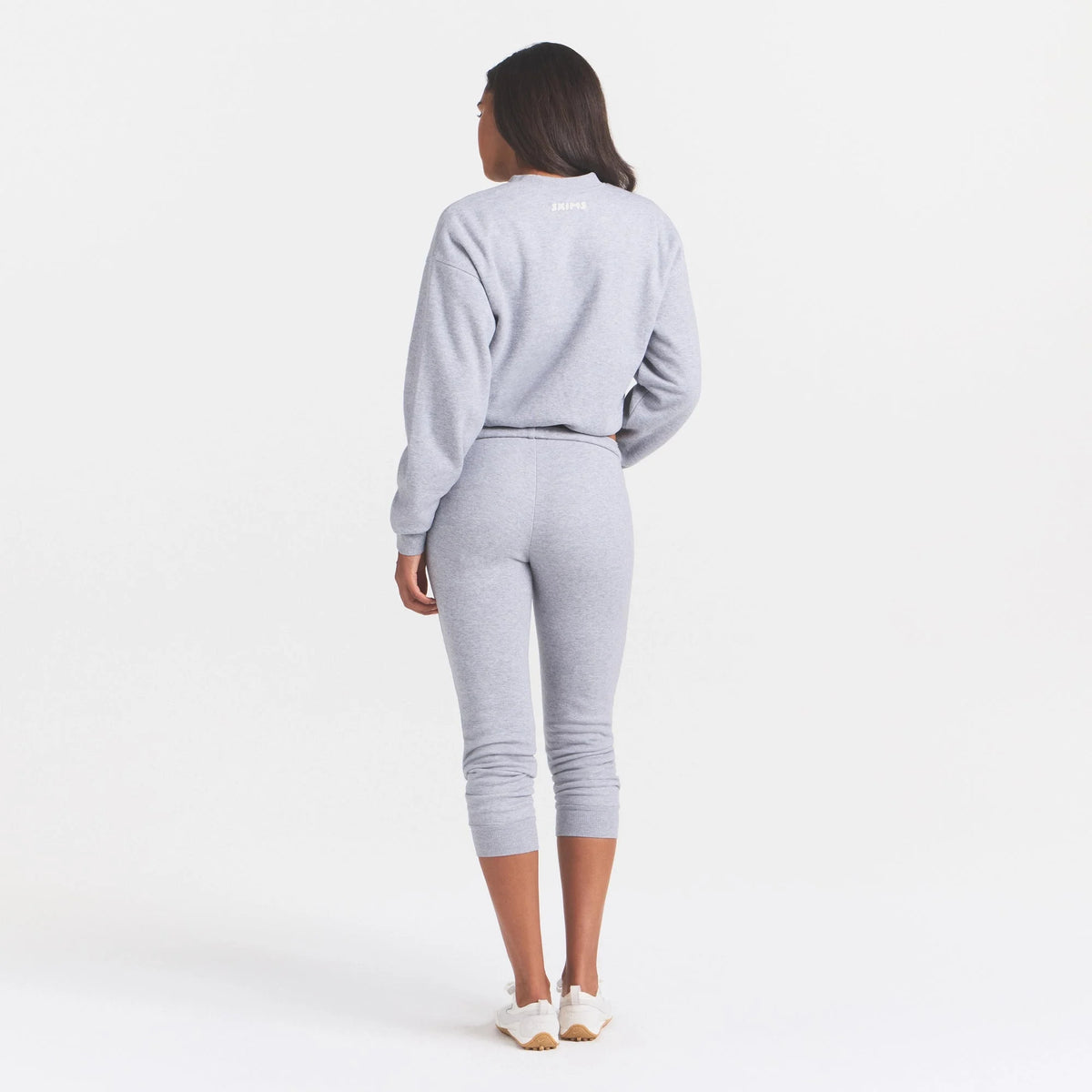 COTTON FLEECE LEGGING WITH EMBOSSED LOGO | HEATHER GREY