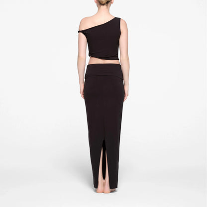 COTTON JERSEY FOLDOVER SKIRT | SOOT