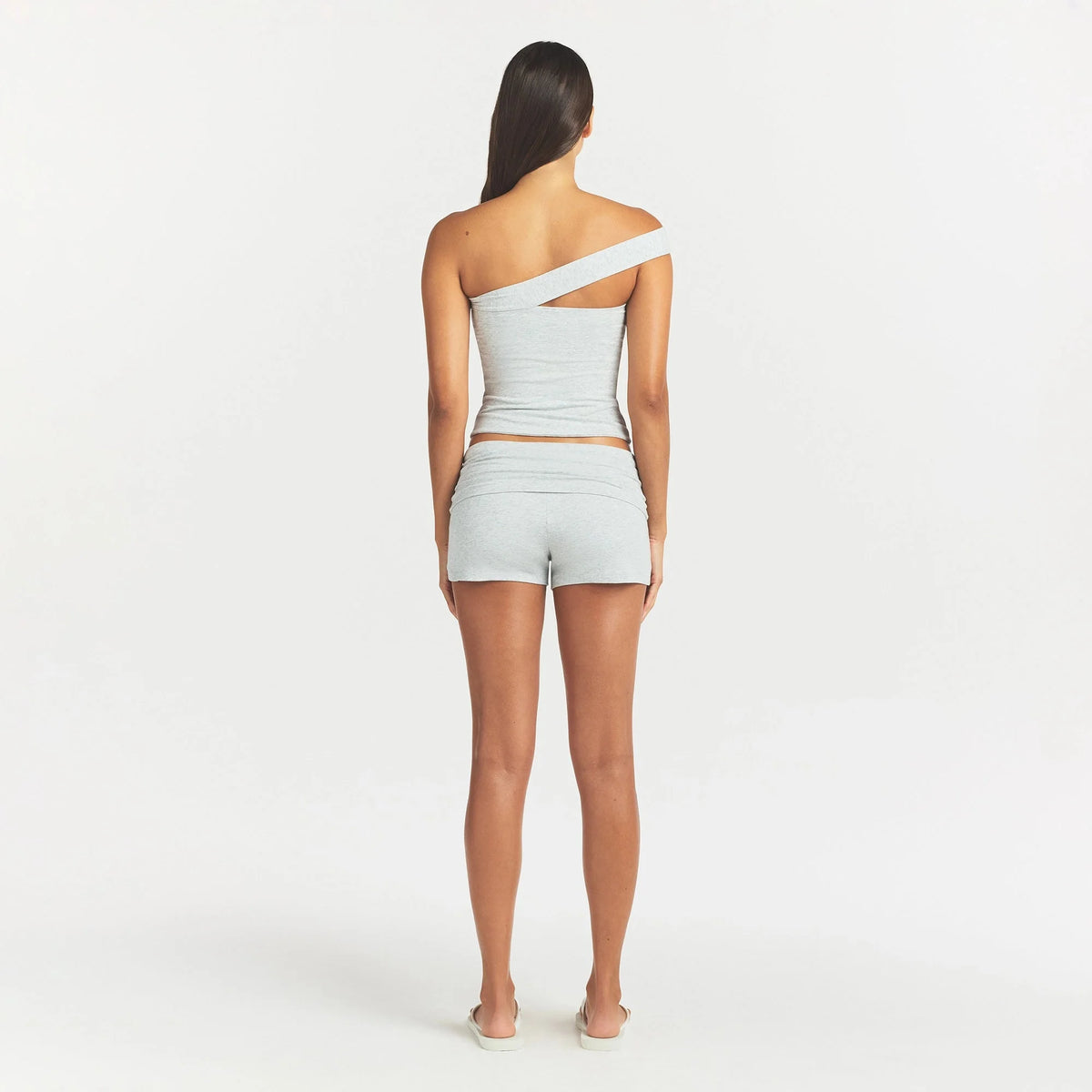COTTON JERSEY FOLDOVER SHORT | LIGHT HEATHER GREY