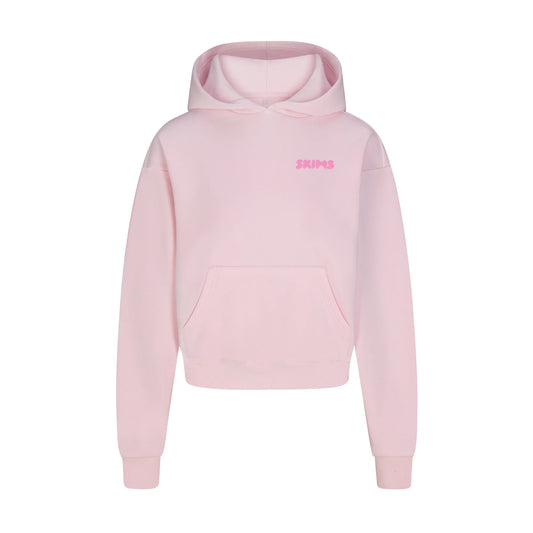 COTTON FLEECE HOODIE WITH EMBOSSED LOGO | CHERRY BLOSSOM