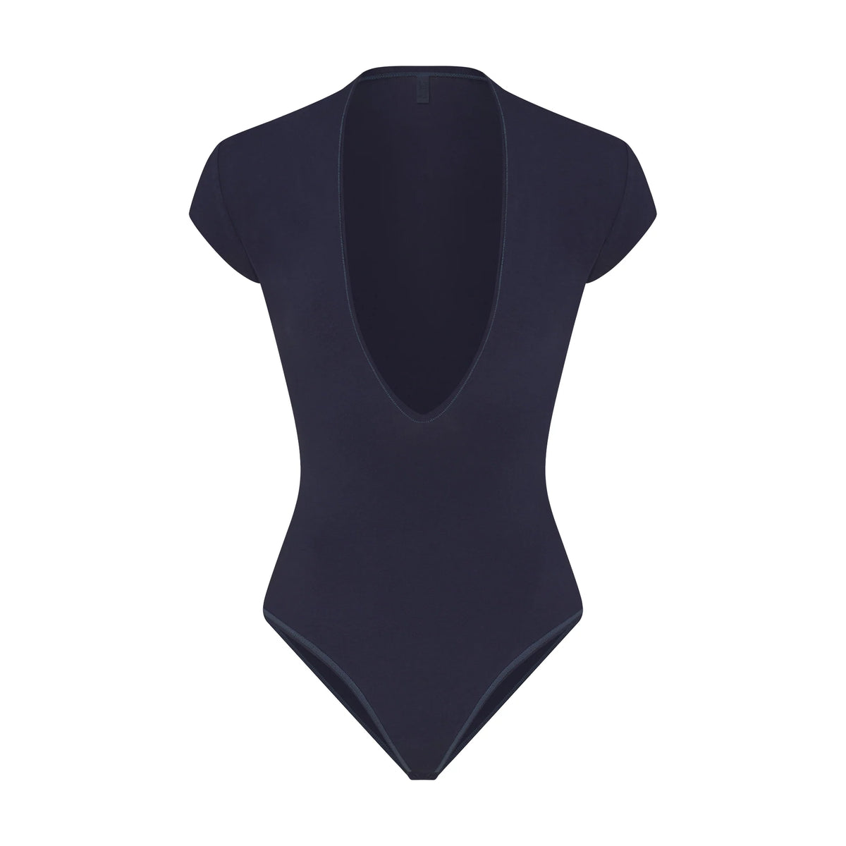 COTTON JERSEY DEEP PLUNGE BODYSUIT | NAVY