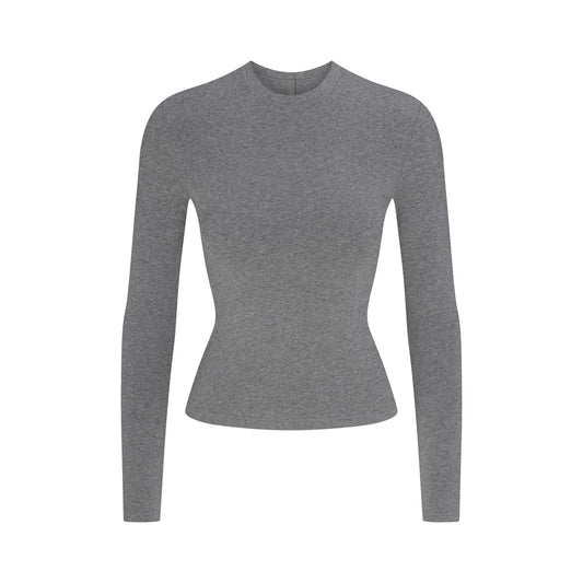 COTTON JERSEY LONG SLEEVE T-SHIRT | DARK HEATHER GREY