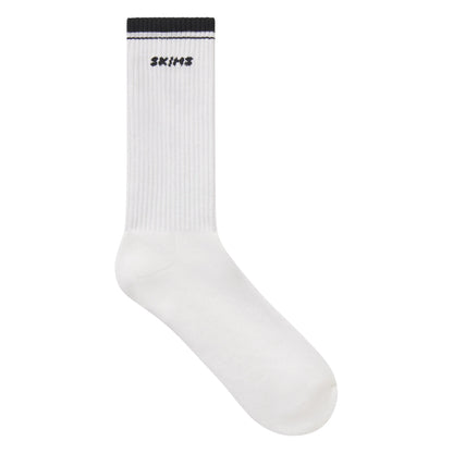 SKIMS SOCKS RIBBED CREW LOGO SOCK 3-PACK | STONE MULTI