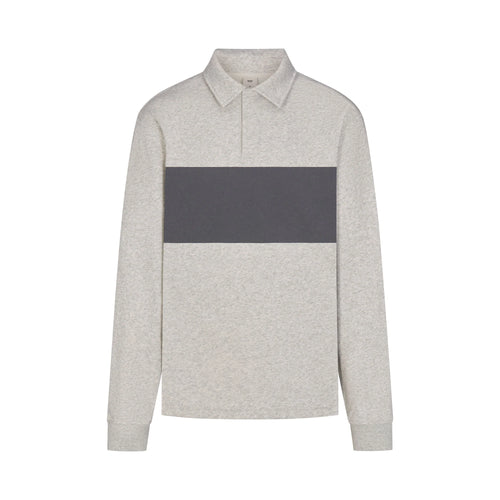 FLEECE LOUNGE MENS RUGBY POLO | LIGHT HEATHER GREY
