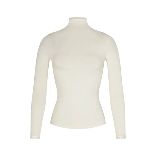 COTTON JERSEY LONG SLEEVE TURTLENECK | BONE