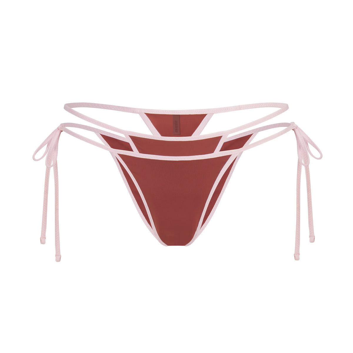 SIGNATURE SWIM LAYERED TIE SIDE BIKINI BOTTOM | HENNA CONTRAST