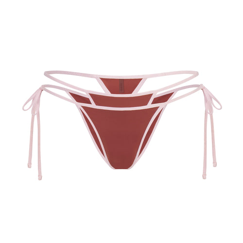 SIGNATURE SWIM LAYERED TIE SIDE BIKINI BOTTOM | HENNA CONTRAST