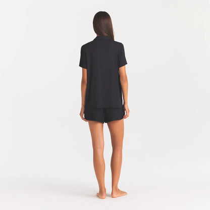 SKIMS SLEEP SHORT SLEEVE BUTTON UP SET | ONYX